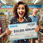 OHIO WOMAN WINS $500,000 AFTER MATCHING LOTTERY PURCHASE WITH CUSTOMER IN FRONT